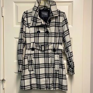 Charlotte Russe plaid poly/wool pea coat